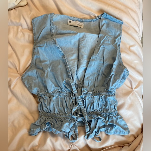 Primark Light Blue Ruffled Blouse - Picture 1 of 4